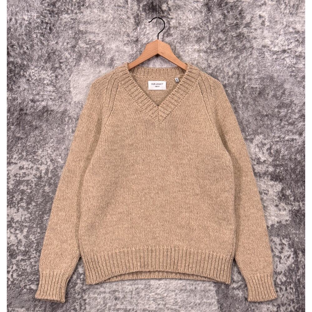 Our Legacy Sweater Medium / 48 Mens Wool Alpaca Blend Knit V Neck Pullover